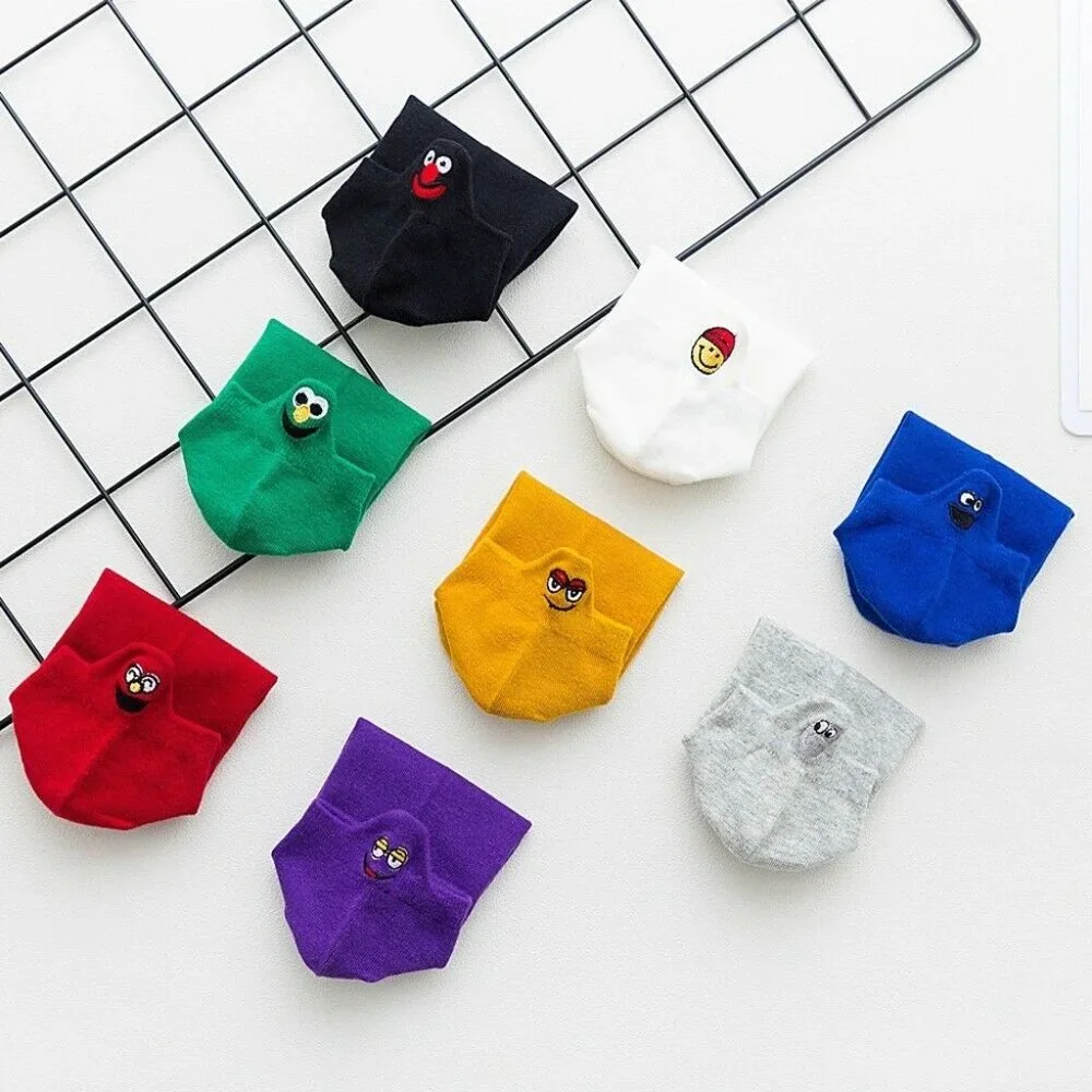 NEW Cute Emoji Happy Red Soft Cotton Ankle Short Gym Socks